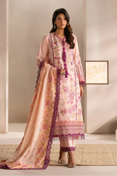 ETHNIC - 3PC LAWN EMBROIDERED SHIRT WITH MANAAR PRINTED DUPATTA  AND TROUSER - HZG2211
